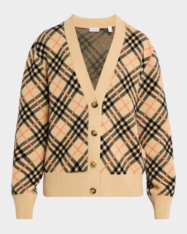 【在庫有】 Burberry Caragh Check Jacquard Cardigan | Neiman Marcus トップス