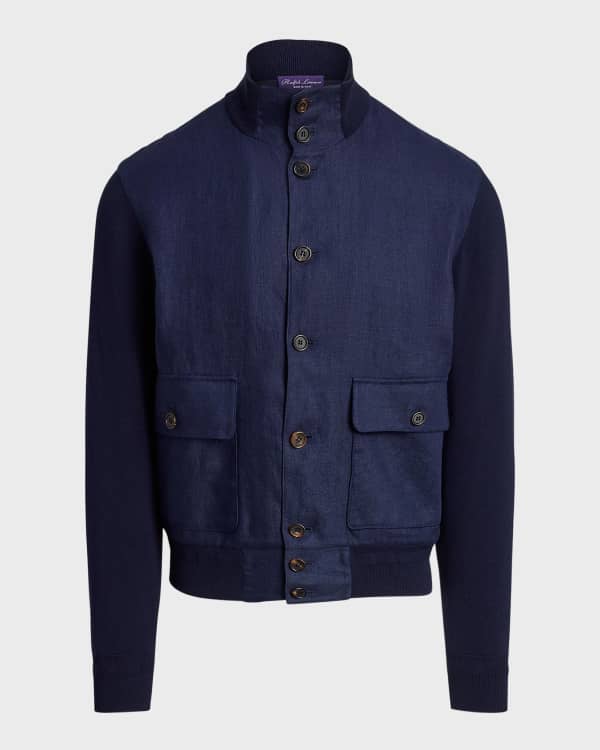 Ralph Lauren Purple Label Men s Hayworth Mock Neck Suede Bomber Jacket Neiman Marcus
