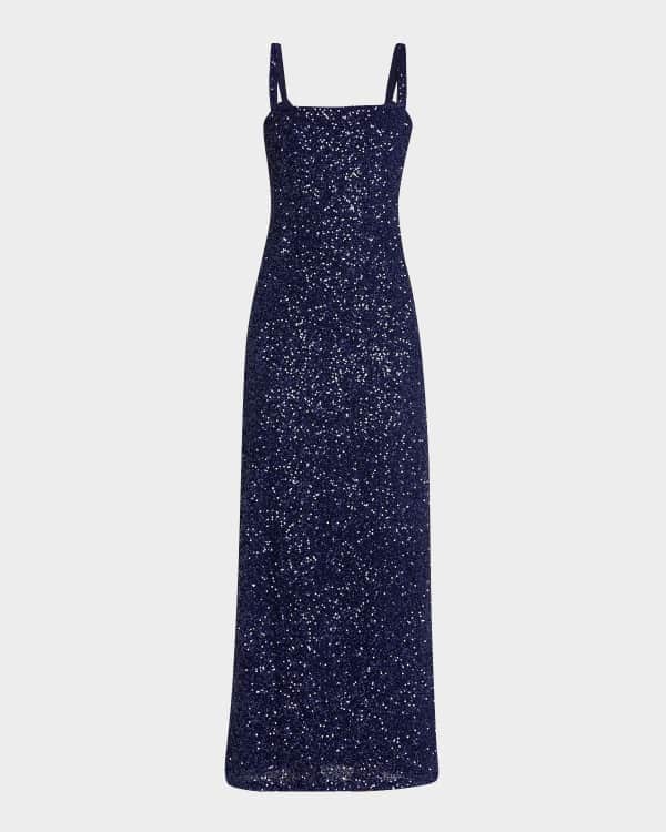 Parker Black Leandra Sequin Long Sleeve Gown Dress Neiman Marcus
