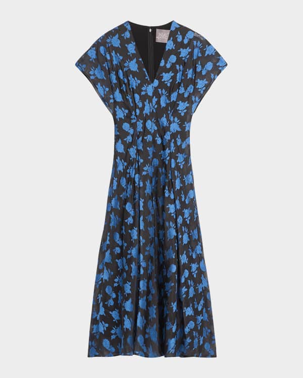 Giambattista Valli Floral-Print Bow One-Shoulder Midi Dress