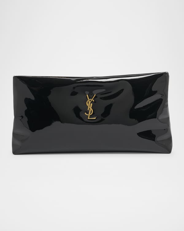 Saint Laurent Lambskin Leather YSL Monogram Evening Pouch Neiman Marcus