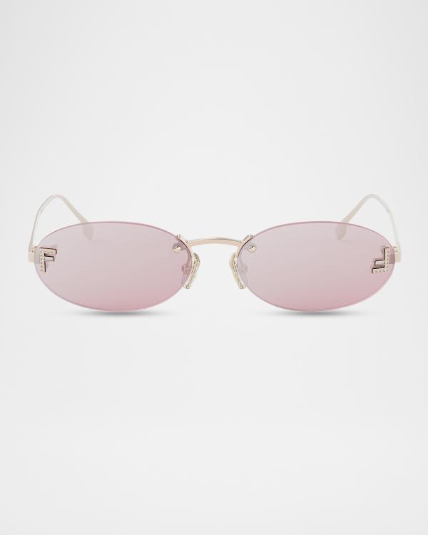 Fendi Round Mirrored Metal Sunglasses | Neiman Marcus display picture 1
