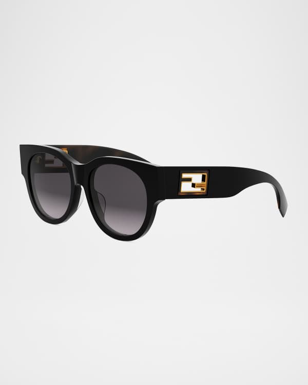 オッフェン　pointed-FRIN / BEIGE & BLACK Fendi Fendi Diamond Beige Acetate Oval Sunglasses | Neiman Marcus