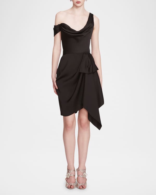 Marchesa Notte Embroidered High Low Metallic Trim Cocktail Dress Neiman Marcus
