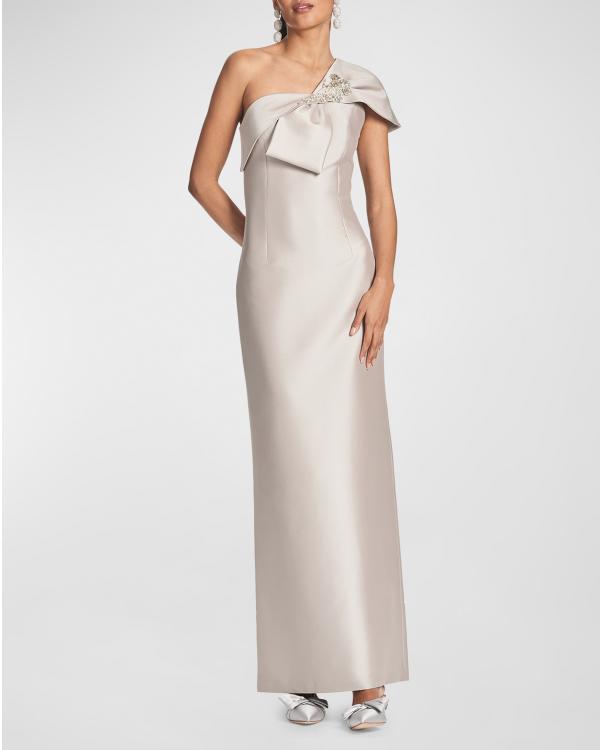 open lace back dress Wholesale MOQ6 Rhinestone One-Shoulder Formal Dress