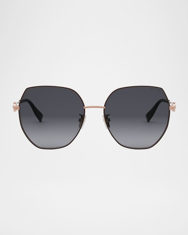 BVLGARI Round Metal & Nylon Sunglasses | Neiman Marcus