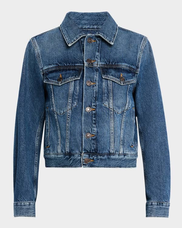 Theory Cropped Stretch Cotton Trucker Jacket Neiman Marcus