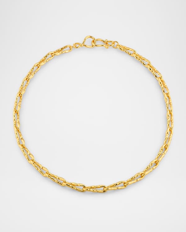 Alexis Bittar Brut Gold Long Curved Link Necklace, 32