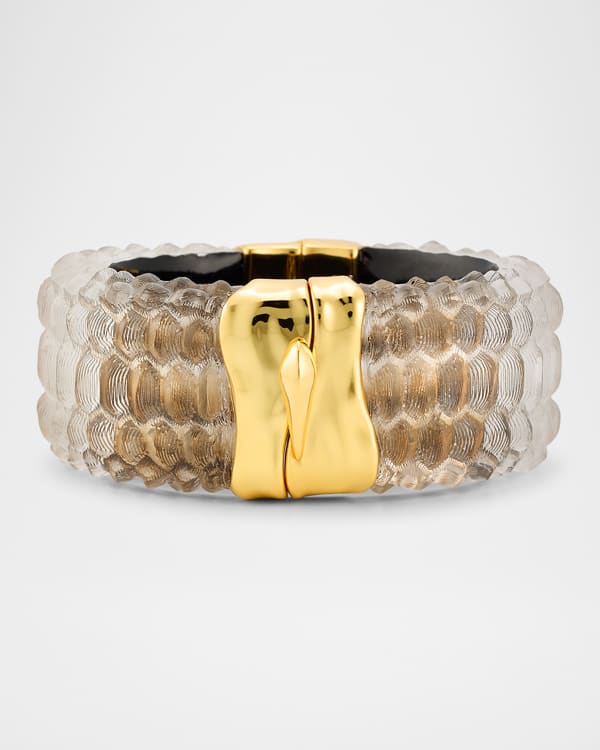 Alexis Bittar Bonbon Crystal Lucite Hinge Bracelet, Sage | Neiman Marcus