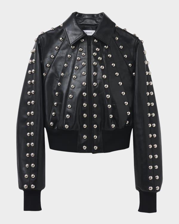 Sergio Hudson Leather Cropped Jacket Neiman Marcus