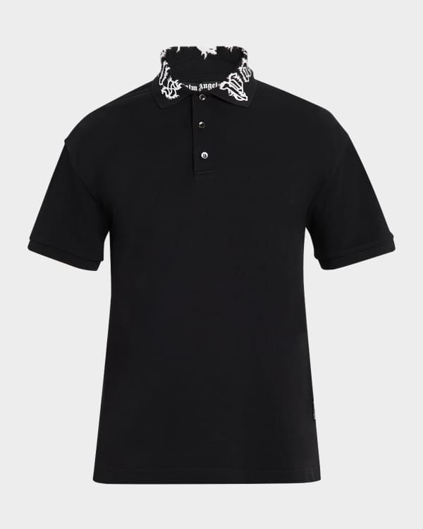 Palm Angels Men's Angel Portrait Logo Polo Shirt | Neiman Marcus