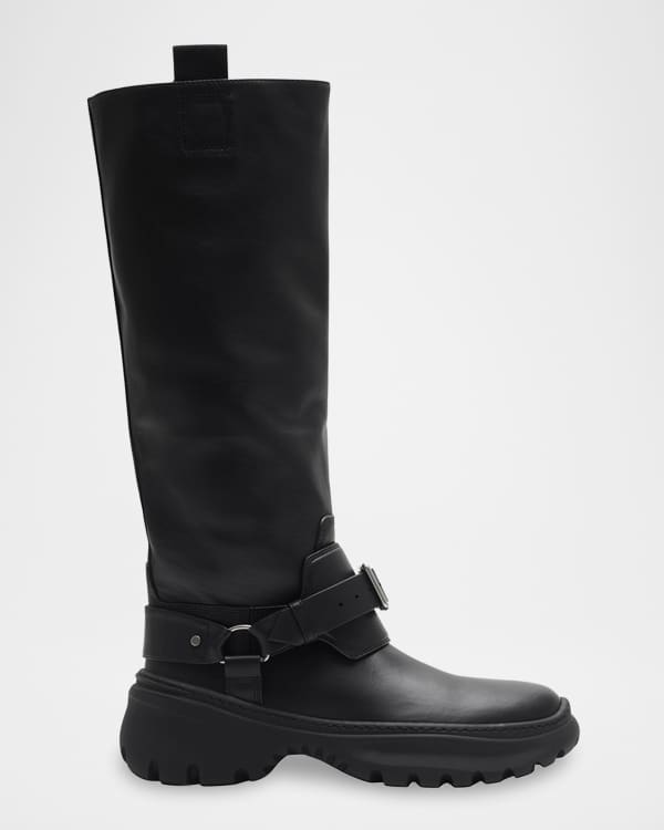 Burberry Saddle Leather Tall Moto Boots Neiman Marcus