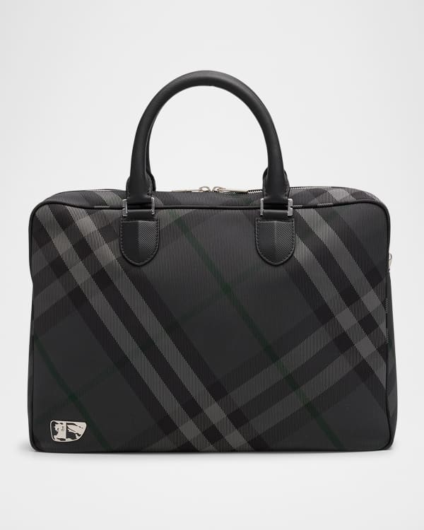 Burberry Men s Check Jacquard Briefcase Neiman Marcus