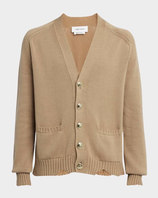 McQueen Men's Flower Jacquard Cardigan Sweater | Neiman Marcus