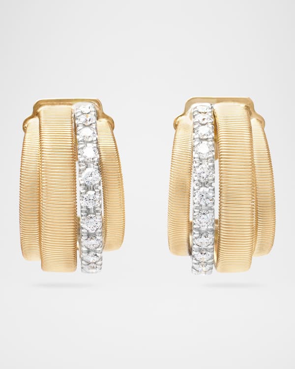 Anita Ko 18K Yellow Gold 3-Row Diamond Bezel Huggie Hoop