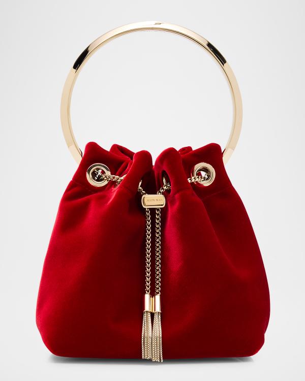 Jimmy Choo Bon Bon Floral Applique Leather Bucket Bag | Neiman Marcus