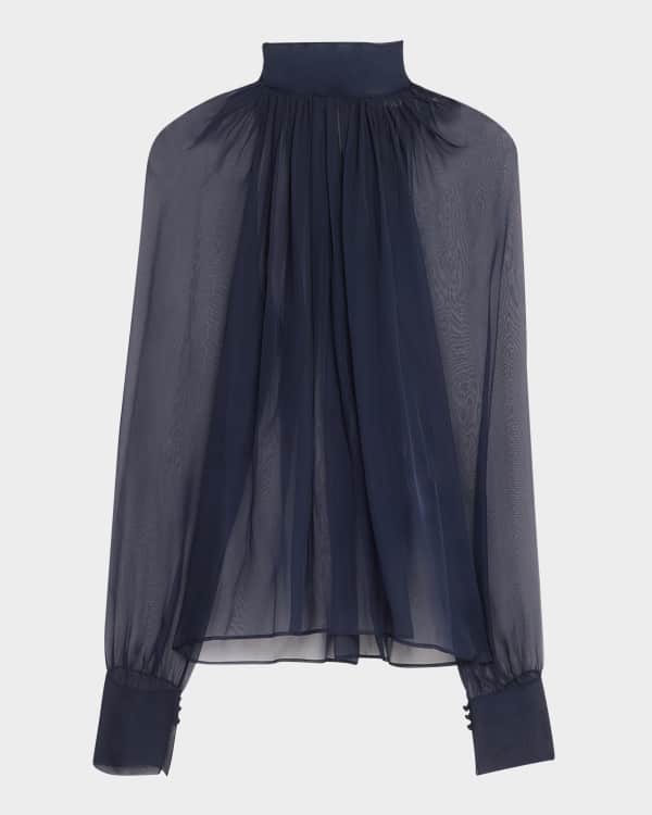 Isabel Marant Rosaline Cutout Pleated Chiffon Silk Top