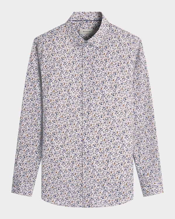 Bugatchi Men's Long Sleeve Dress Shirt – Julian Floral Shirt Salt main image 1