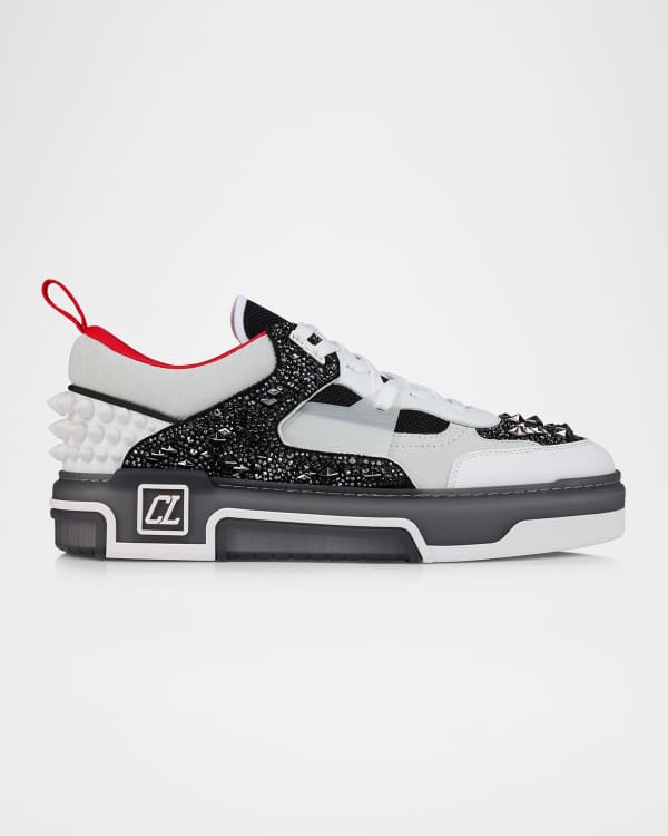 【Christian Louboutin】 Louis Junior Spikes canvas sneakers Christian Louboutin Men's Louis Junior Spiked Low-Top