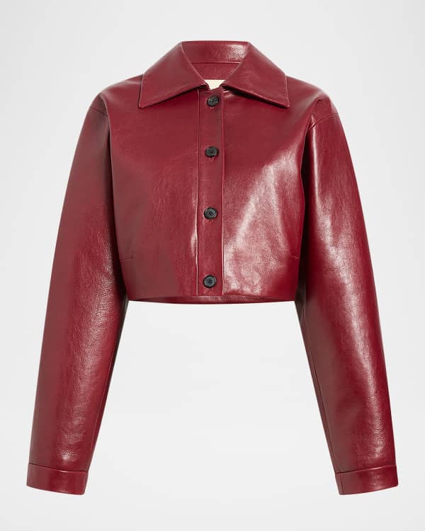 ALAIA Leather Crop Biker Jacket Neiman Marcus