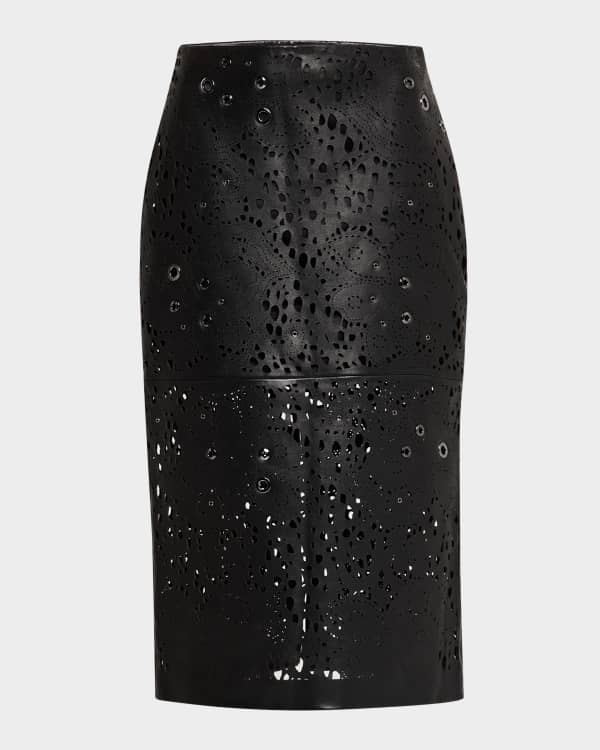 McQueen Asymmetric Deconstructed High-Low Leather Moto Skirt
