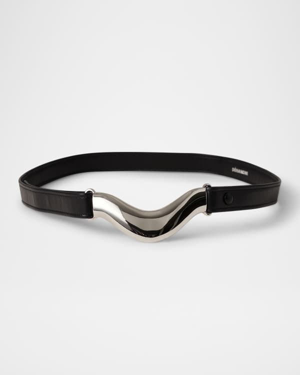 McQueen Snake Buckle Leather Belt | Neiman Marcus