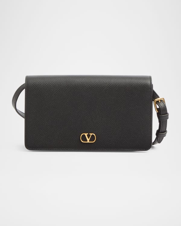 ★VALENTINO★ Rockstud Chain Strap Wallet Black 5W2P0U99VSH0 Valentino Garavani Rockstud Wallet with Chain in Grainy