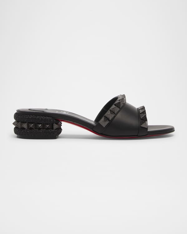 シューズ・サンダルその他 MIU MIU Woman Heeled sandals Black 5X342E069 F0002 Miu Miu Ciabatte Strass Perforated Block-Heel Slide Sandals