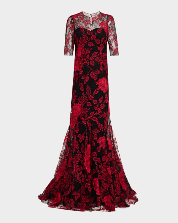 Jenny packham lace & crepe sheath gown cheap