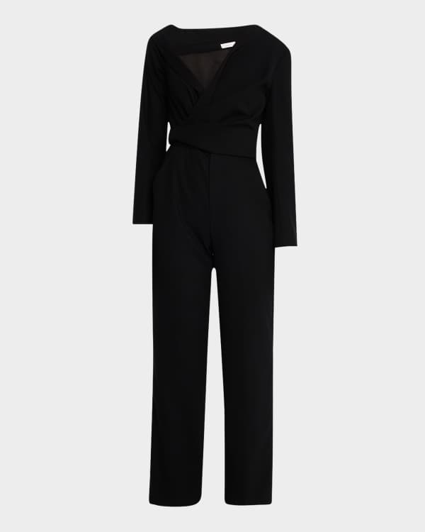 Gal Meets Glam Collection Cowl Halter Jumpsuit with Lace Back Neiman Marcus