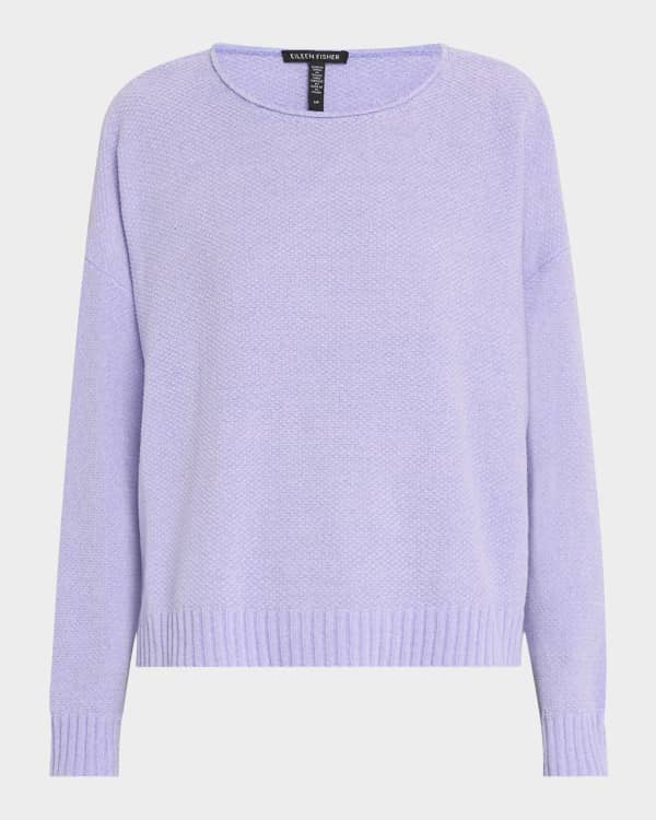 EILEEN FISHER Womens Orange Cotton Blend Raglan Sleeve Round Neck Sweater
