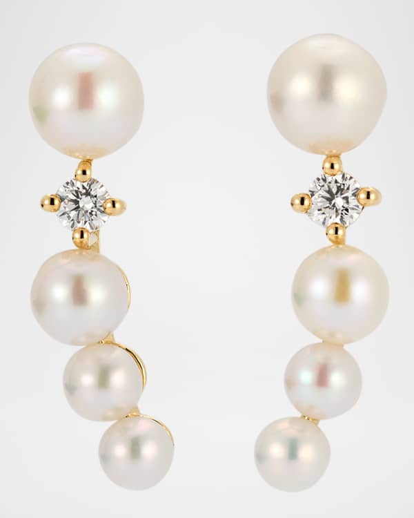 MIZUKI☆18K Yellow Gold Pearl And Diamond Stud Earrings Mizuki 18K Yellow Gold Akoya Pearl & Diamond Earrings
