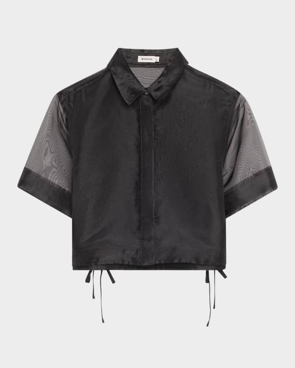 Milly Cabana Mason Modern Geo Off-Shoulder Crop Top | Neiman Marcus
