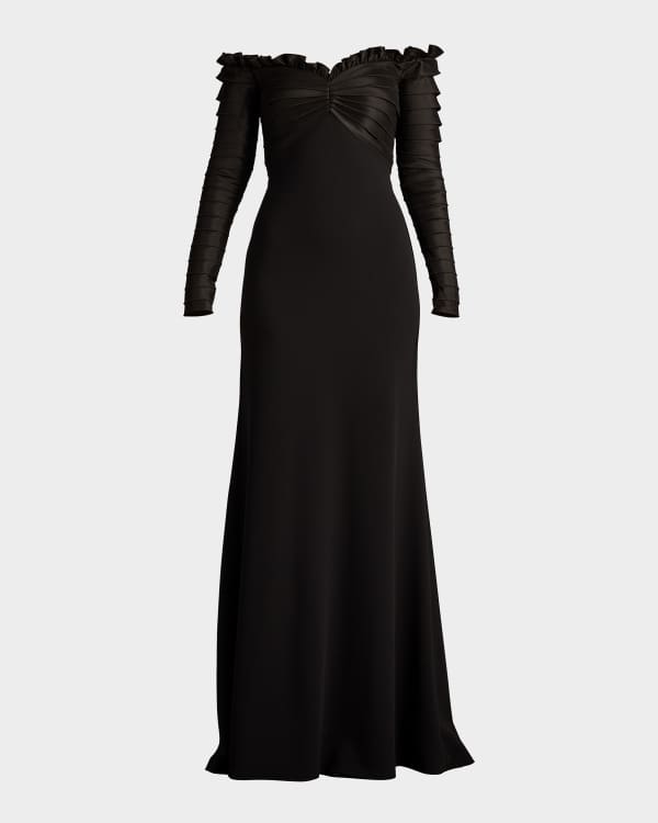 Tadashi Shoji One-Shoulder Draped Crepe Gown | Neiman Marcus