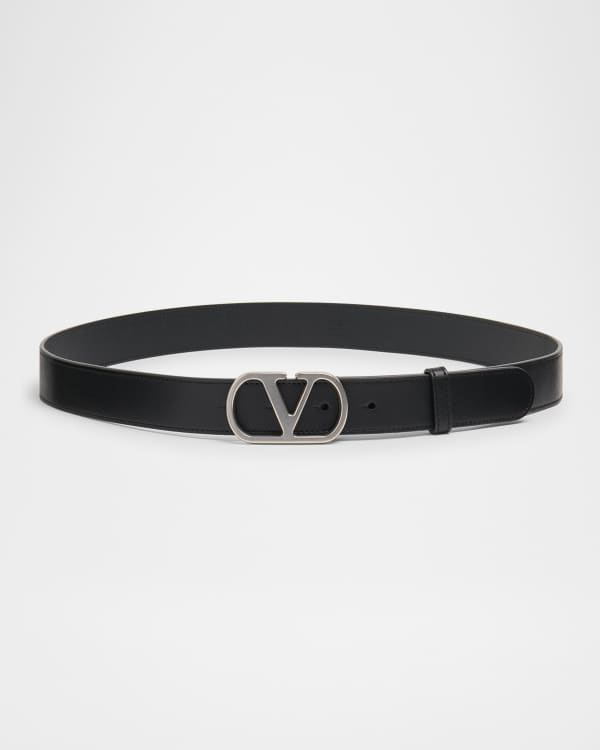 Fendi Men s FF Buckle Leather Belt Neiman Marcus