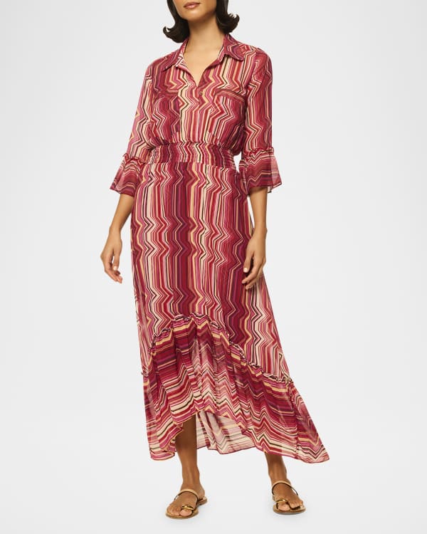 MISA Los Angeles Estella Off Shoulder Tiered Ruffle Maxi Dress Neiman Marcus