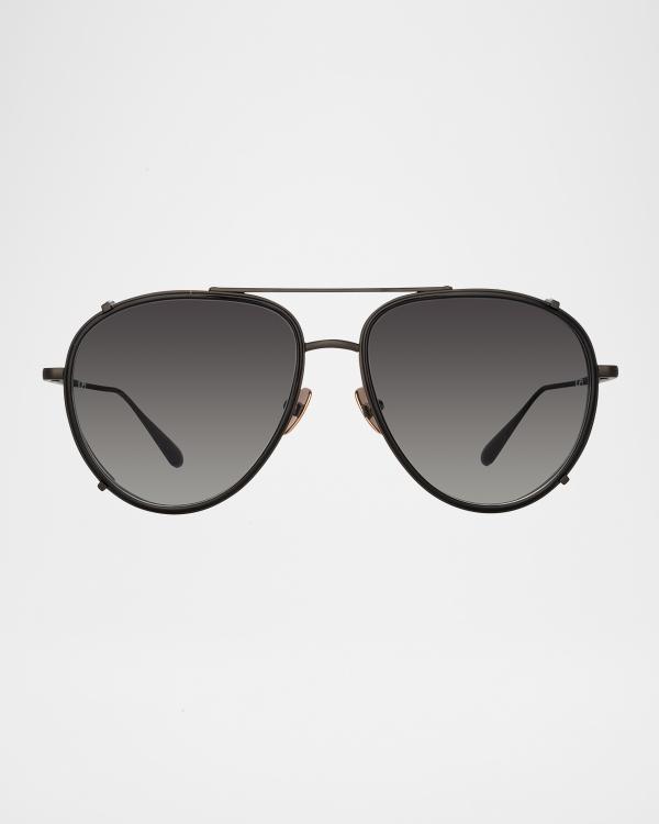 Barton Perreira Chevalier 57 Titanium Aviator Sunglasses  display picture 2
