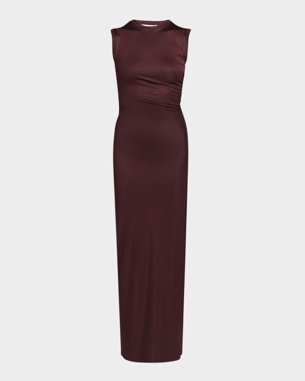 Stella McCartney Corset Seamed Midi Dress with Shoulder Pads
