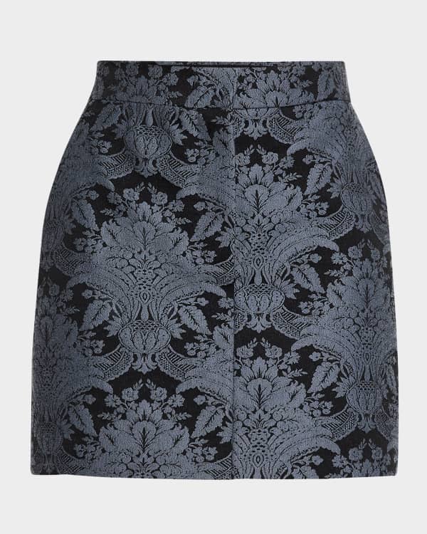 Dolce & Gabbana Black Brocade Mini Above Knee Pencil Skirt