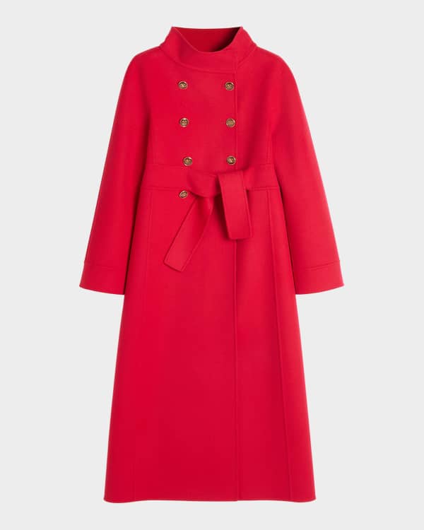Floral Embroidered Cashmere Cape Coat