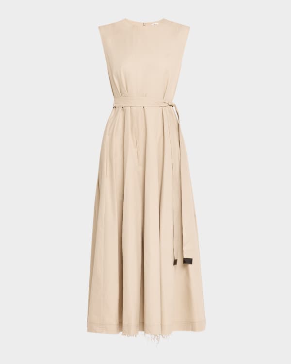 Jil Sander Pleated Taffeta Maxi Dress | Neiman Marcus