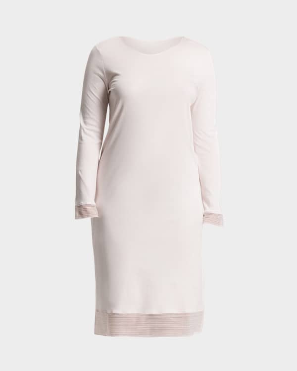 Hanro Zelda Long-Sleeve Lace-Trim Nightgown | Neiman Marcus