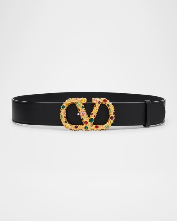 Valentino Garavani VLogo Wide Box Leather Belt, 70mm