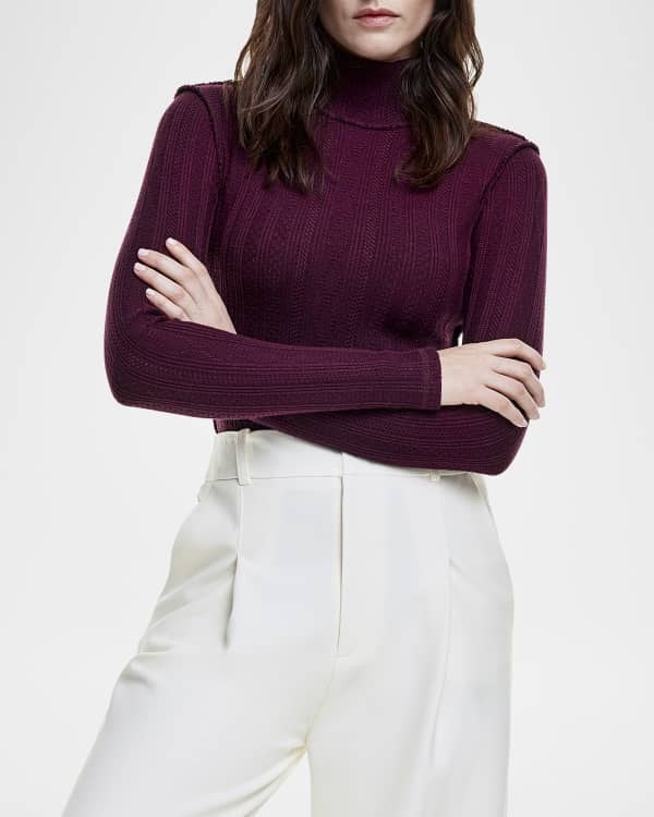 トップス Crystal Embellished Turtleneck Knit Top Rhinestone Turtleneck Top | Rafaella