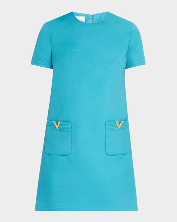 Valentino Garavani V-Logo Pocket Short-Sleeve Metallic Tweed