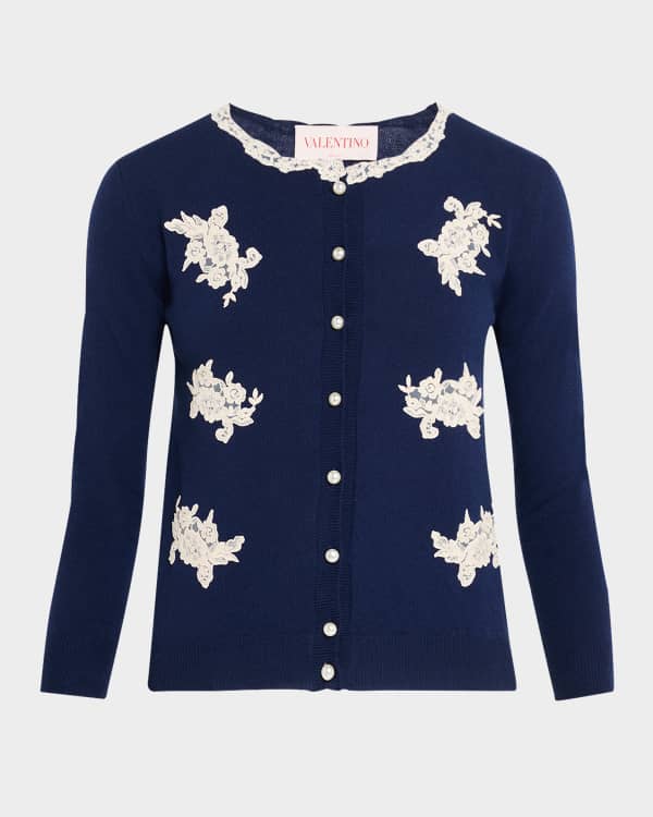 Valentino Garavani V-Logo Chain Quarter-Zip Rib Sweater | Neiman