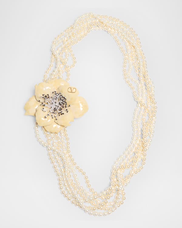 ネックレス・ペンダント Valentino Garavani Pearls Ovalette Necklace Valentino Garavani VLOGO Akoya Pearl Layered Ovalette