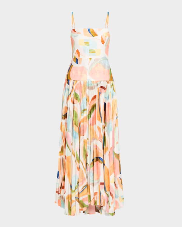 PAIGE Persimmon Tiered Midi Dress | Neiman Marcus