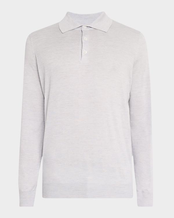Men's Relais Silk/Cashmere Short Sleeve Buttonless Polo in Key Lime main image 1