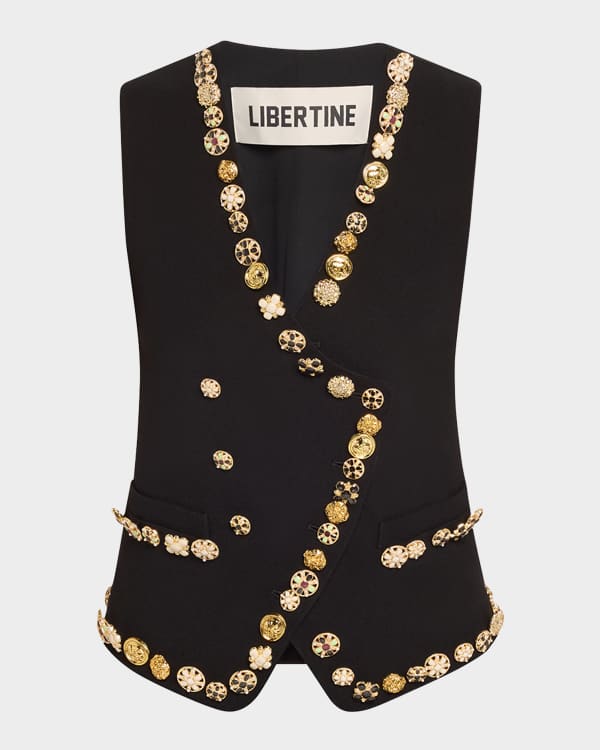 Dries Van Noten Bimbi Metallic Floral Jacquard Tailored Vest